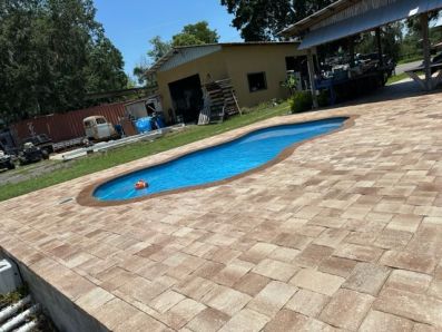 Before, During, & After Repairing The Un-level Pavers, Cleaned, Sanded, and Sealed in Riverview, FL (6)